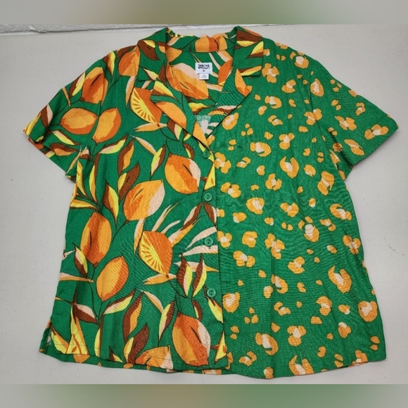 Tabitha Brown Tropical Collared Button Down Shirt Women's Extra Small - Picture 7 of 8